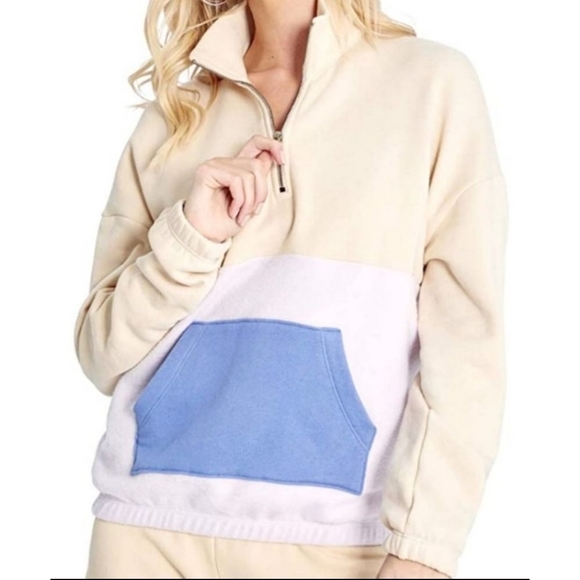 NWT Wildfox Lea Multicolor Womens M 1/2 Zip Pullover Sweatshirt - Picture 5 of 5